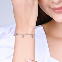 Sparkling Tear Drop Silver Bracelet