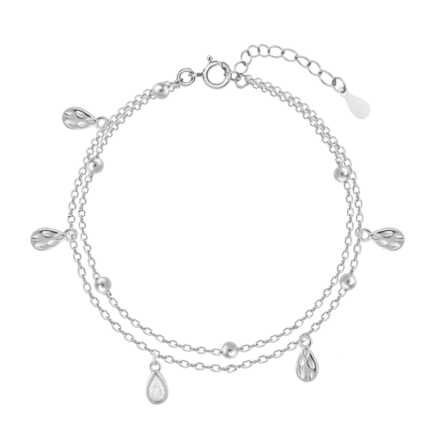 Sparkling Tear Drop Silver Bracelet