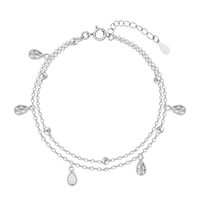 Sparkling Tear Drop Silver Bracelet