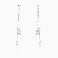 Chic Floral Zircon Silver Drop Earrings