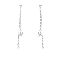 Chic Floral Zircon Silver Drop Earrings