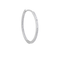 Simplicity in Radiance Zircon Silver Hoop Earrings