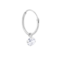 Droplet Dazzle Silver Hoop Earrings