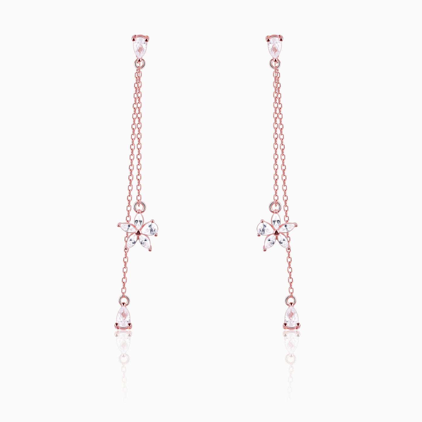 Chic Floral Zircon Rose Gold Drop Earrings
