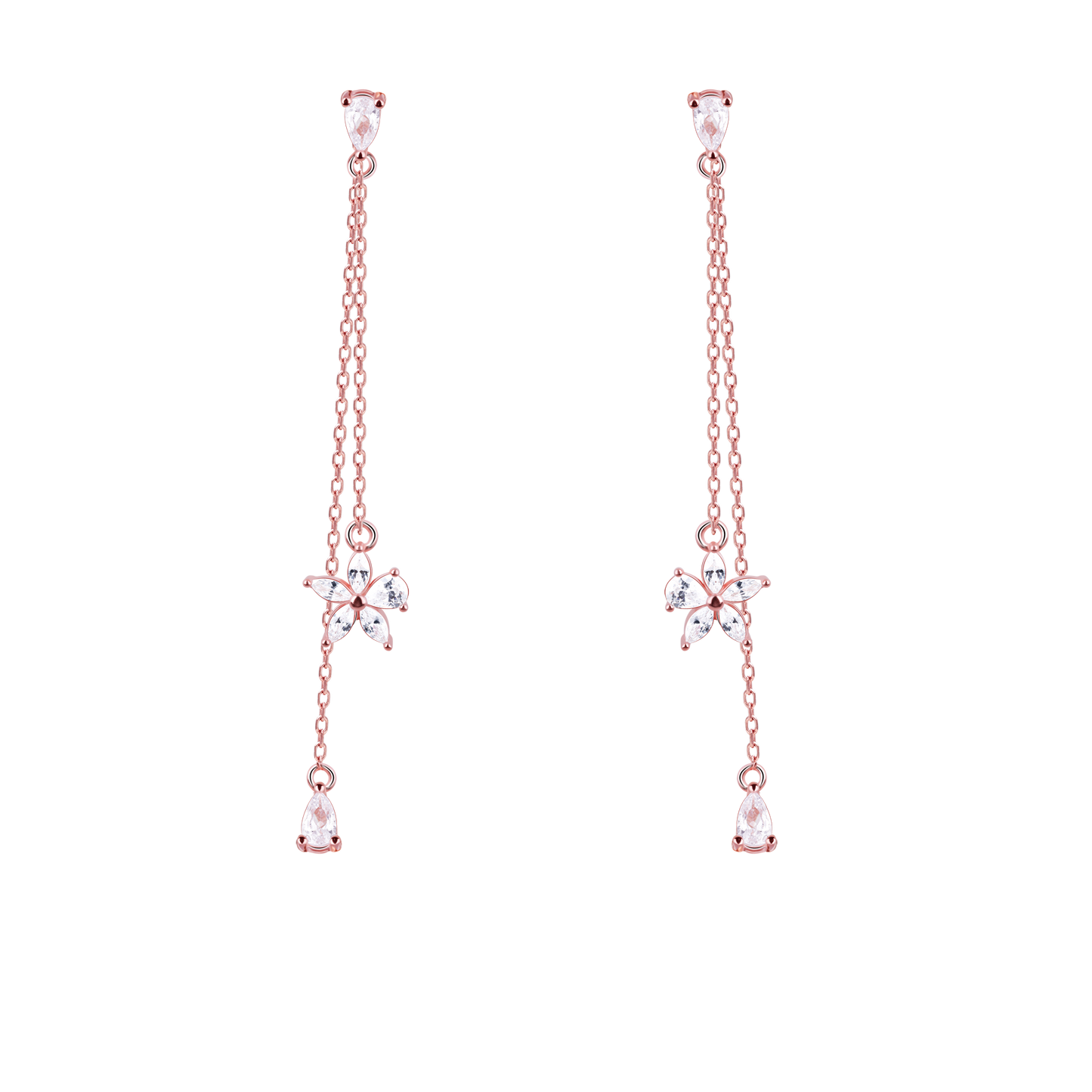 Chic Floral Zircon Rose Gold Drop Earrings