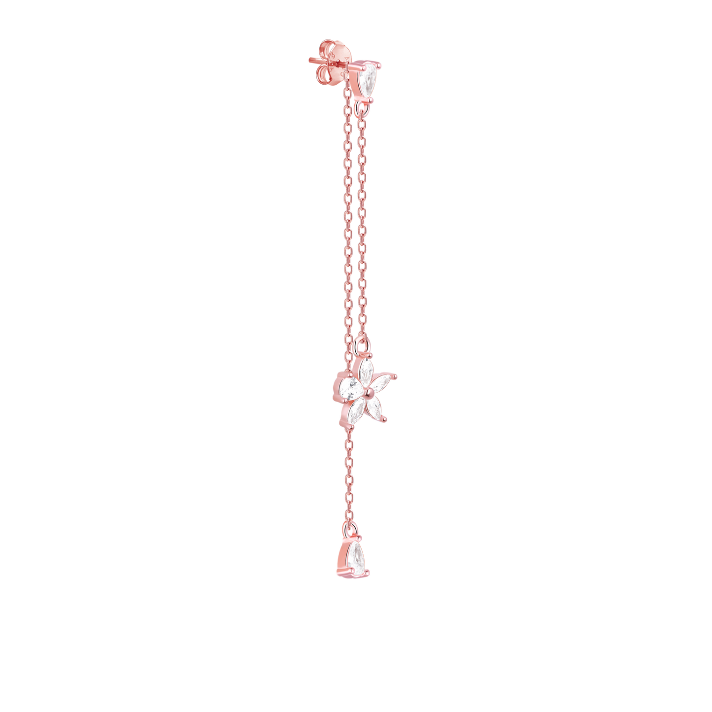 Chic Floral Zircon Rose Gold Drop Earrings