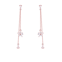 Chic Floral Zircon Rose Gold Drop Earrings