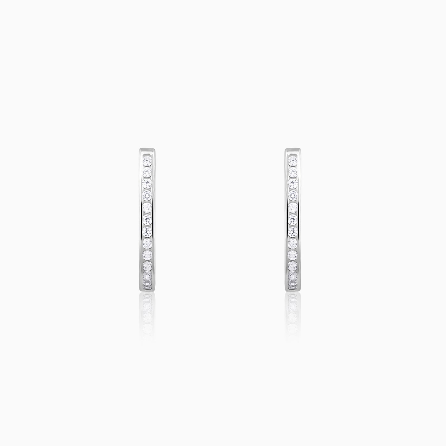 Delicate Dainty Zircon Mini Hoop Silver Earrings
