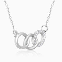 Silver Zircon Circle Pendant with Link Chain