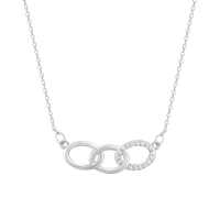 Silver Zircon Circle Pendant with Link Chain