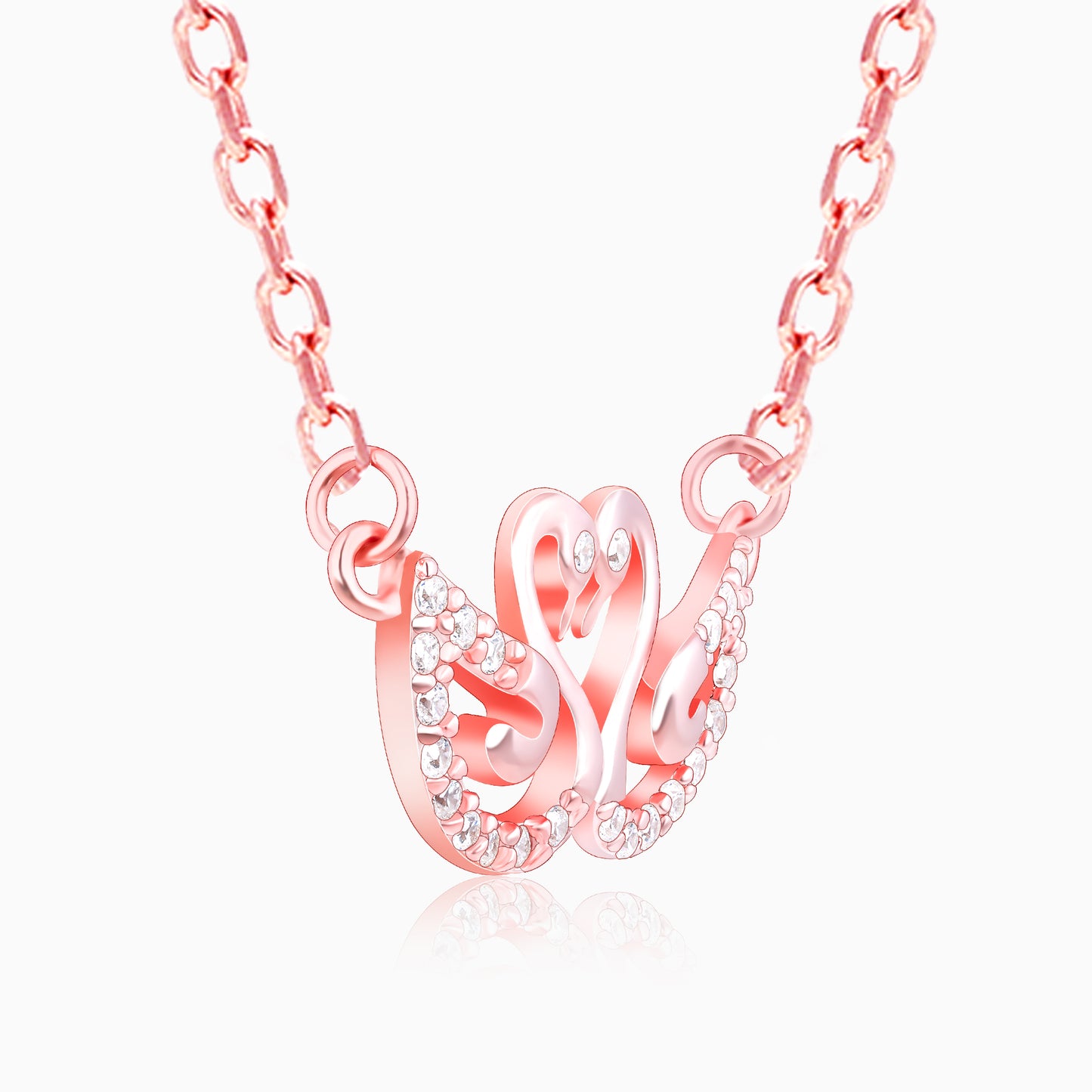 Swan Lake Rose Gold Pendant with Link Chain
