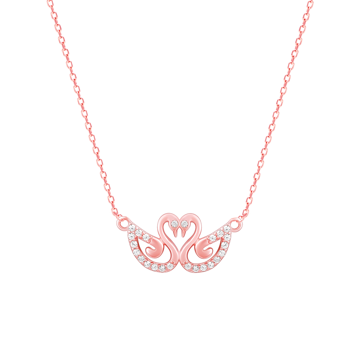 Swan Lake Rose Gold Pendant with Link Chain