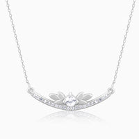 Silver Arc Zircon Pendant with Link Chain