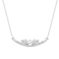 Silver Arc Zircon Pendant with Link Chain