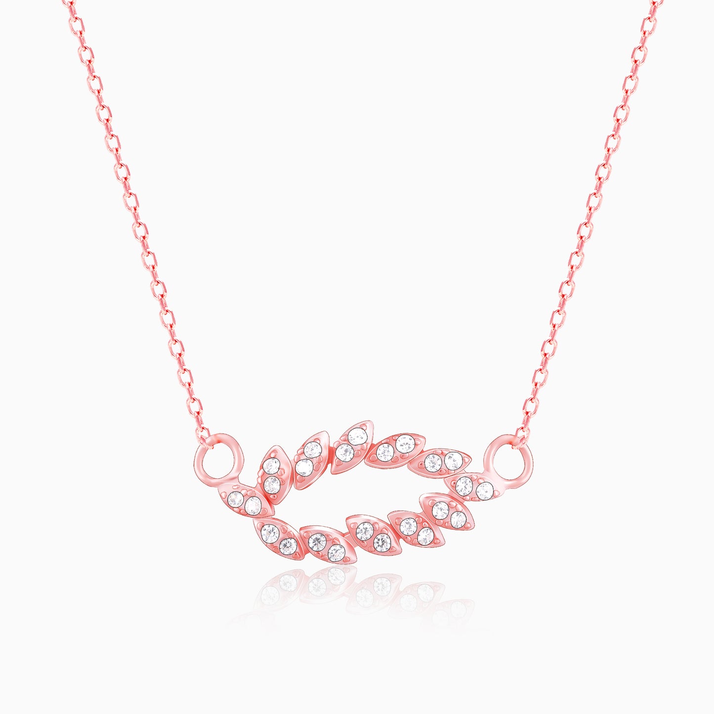 Rose Gold Leaf Cascade Pendant with Link Chain