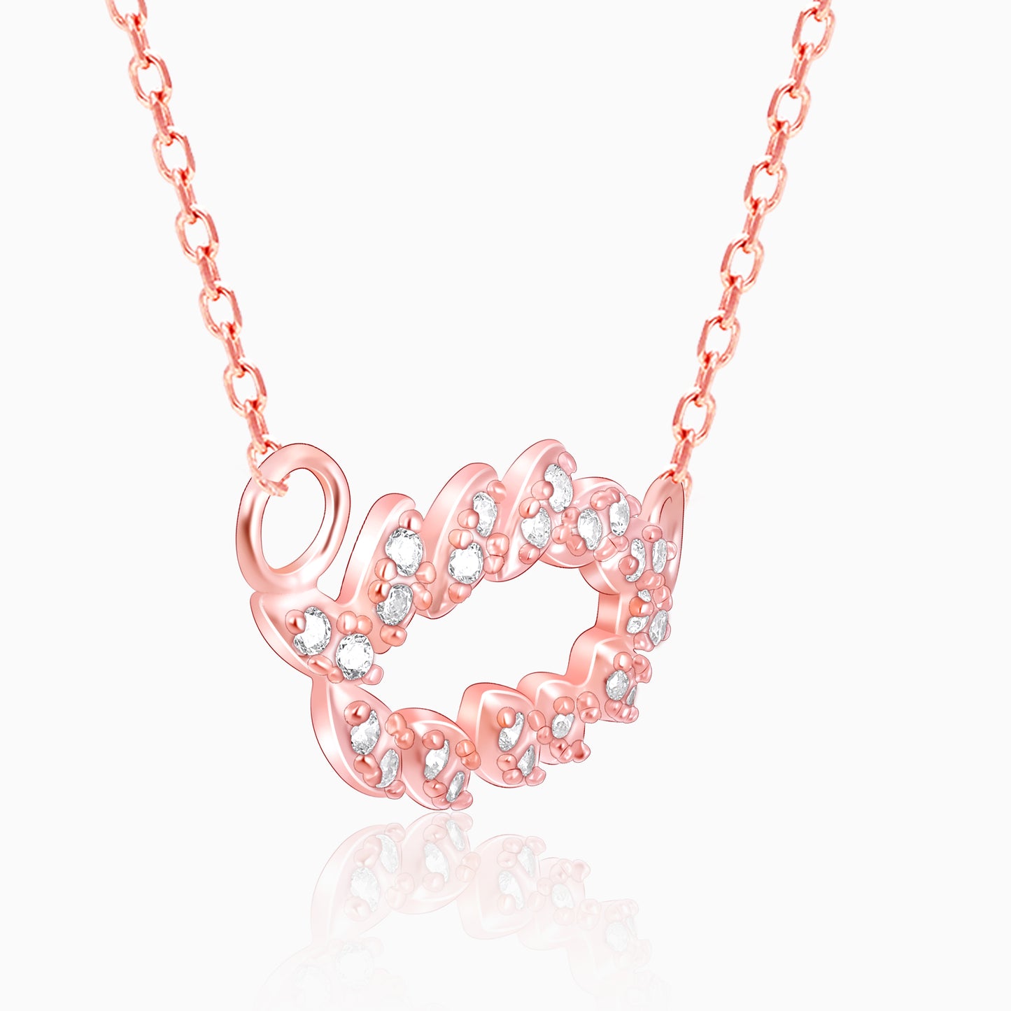 Rose Gold Leaf Cascade Pendant with Link Chain