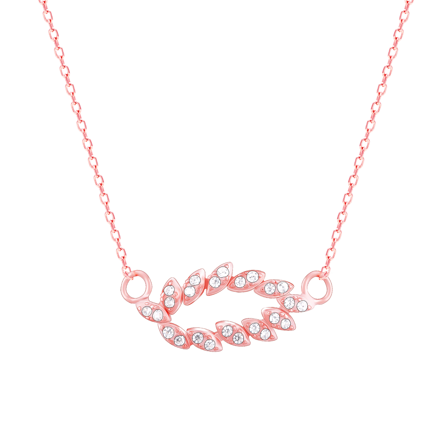 Rose Gold Leaf Cascade Pendant with Link Chain