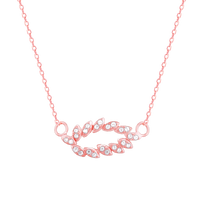 Rose Gold Leaf Cascade Pendant with Link Chain