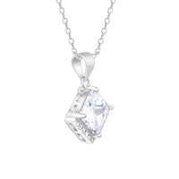 Modern Solitaire Zircon Silver Pendant with Link Chain