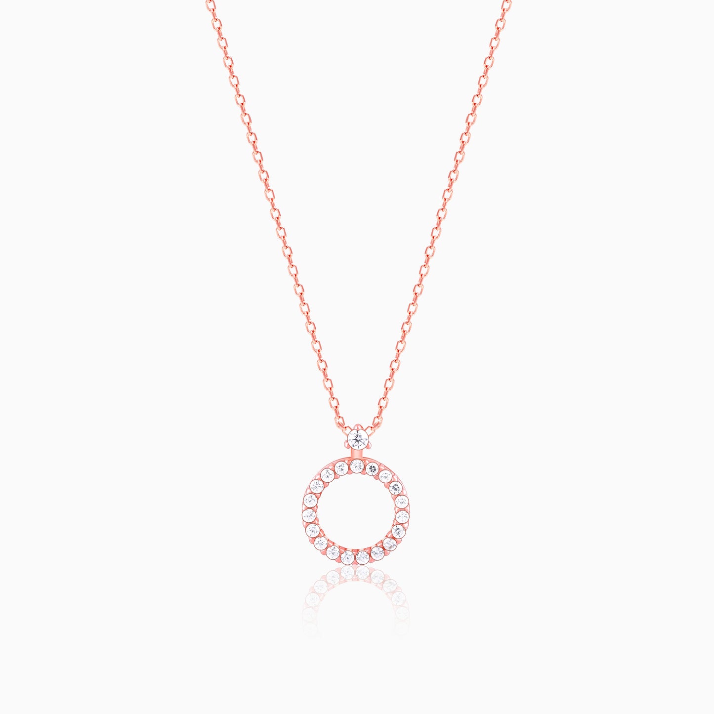 Timeless Halo Rose Gold Pendant with Link Chain