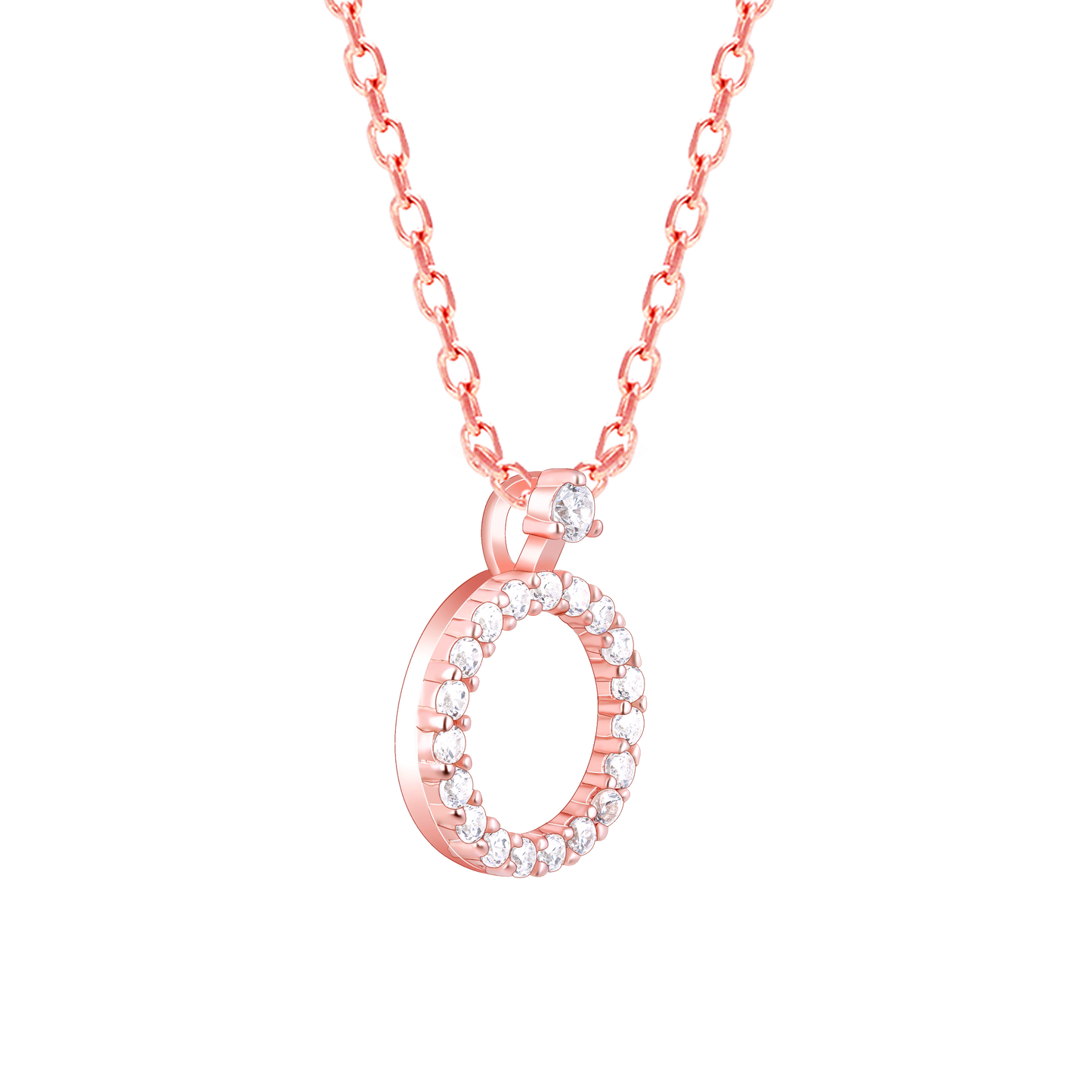 Timeless Halo Rose Gold Pendant with Link Chain