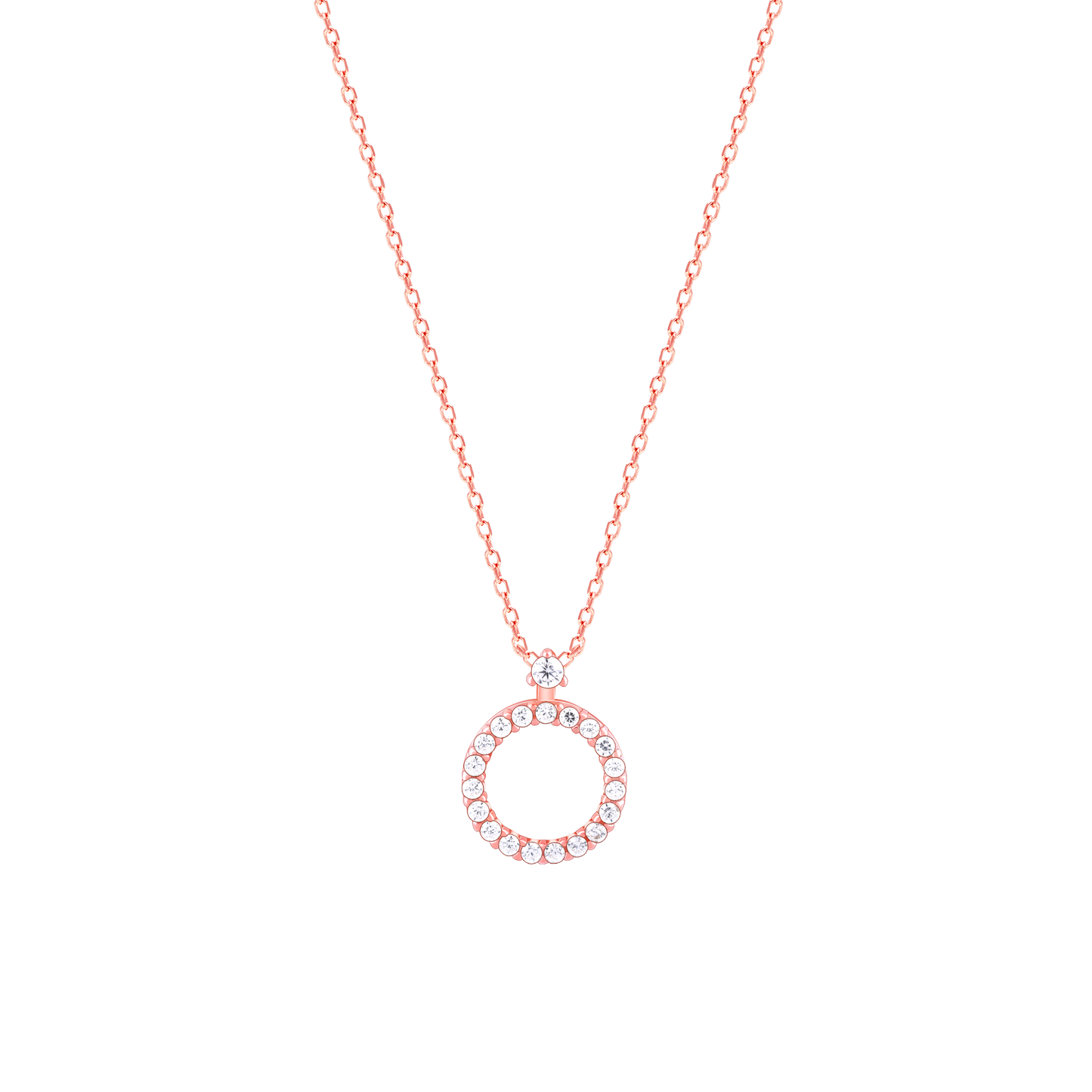 Timeless Halo Rose Gold Pendant with Link Chain