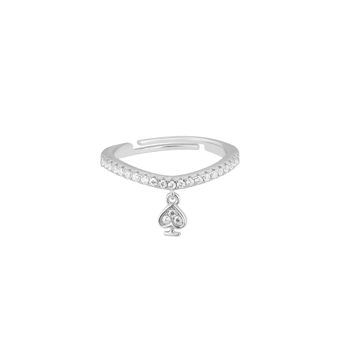 Love Heart Spade Sparkle Silver Ring