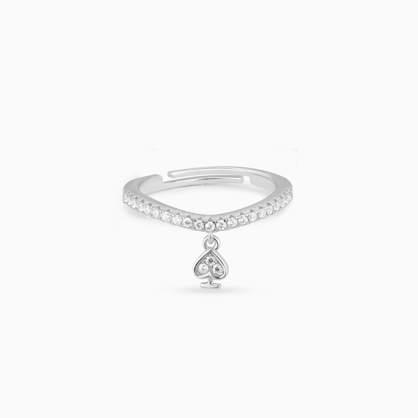 Love Heart Spade Sparkle Silver Ring