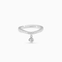 Love Heart Spade Sparkle Silver Ring