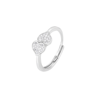 Heart Duo Embrace Silver Ring