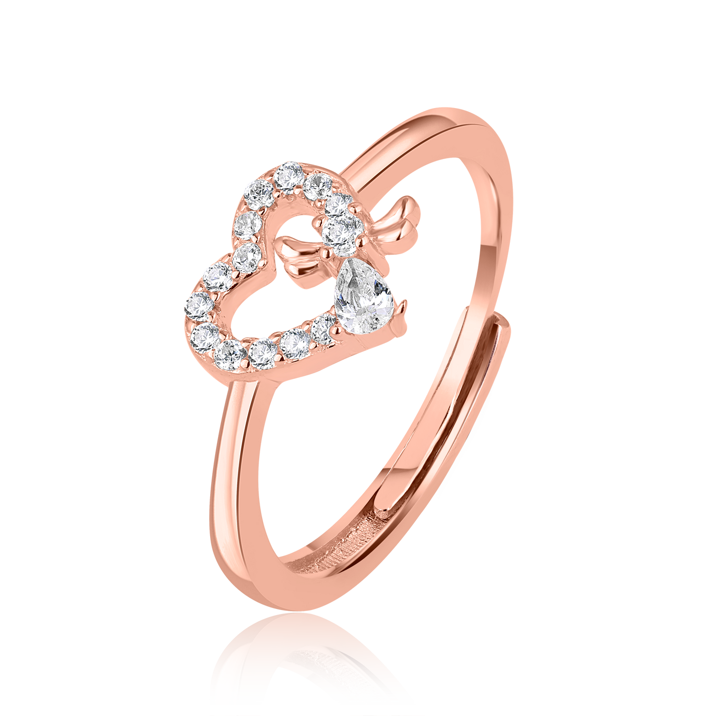 Bow Heart Rose Gold Ring