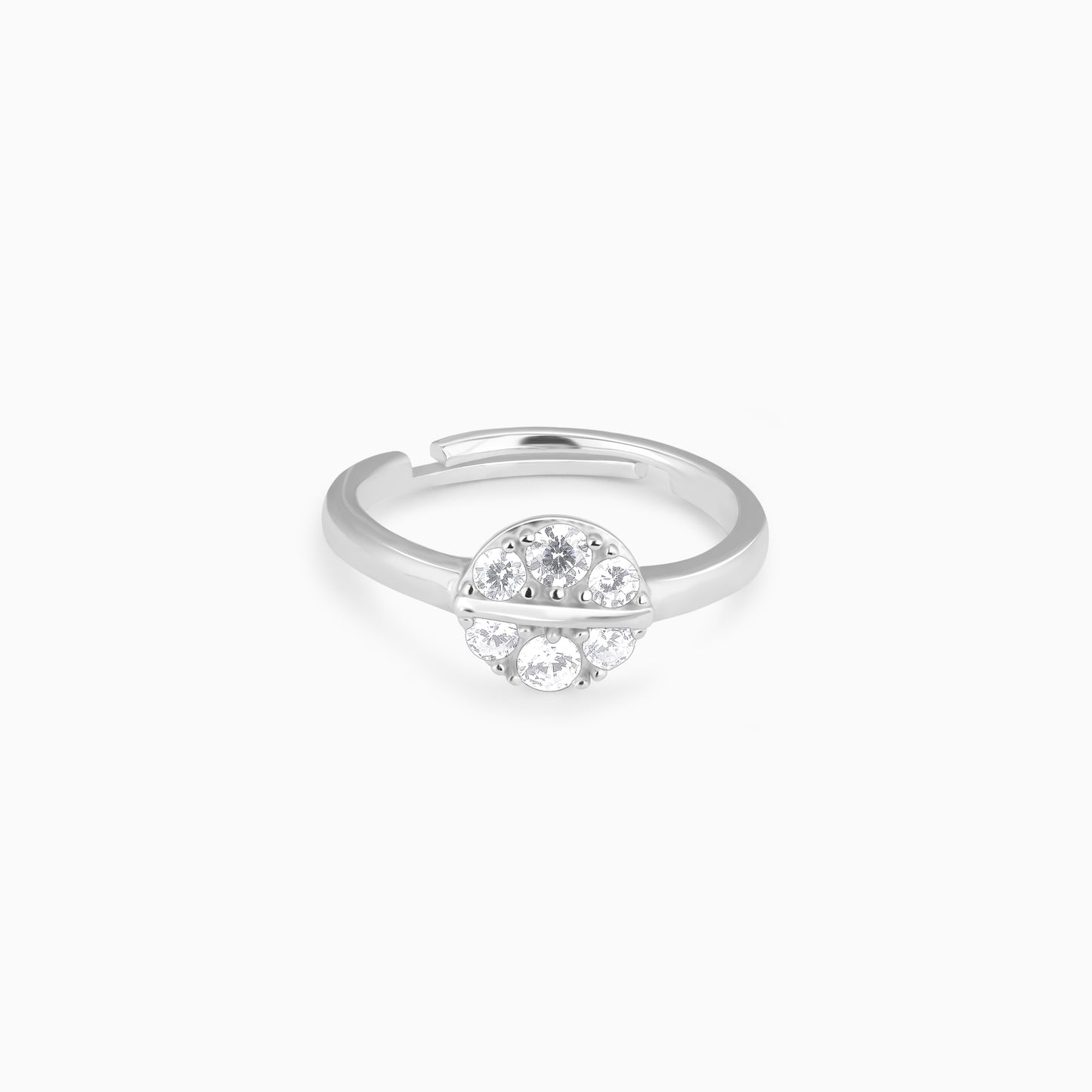 Gleaming Halo Zircon Silver Ring