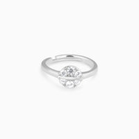 Gleaming Halo Zircon Silver Ring