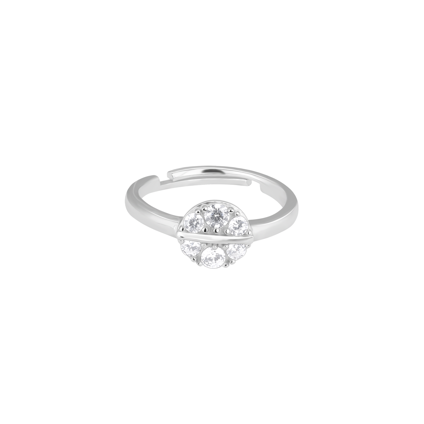 Gleaming Halo Zircon Silver Ring