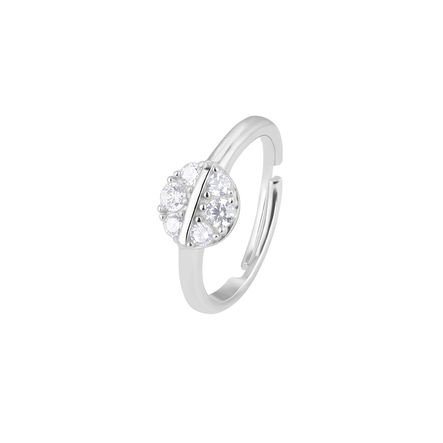 Gleaming Halo Zircon Silver Ring