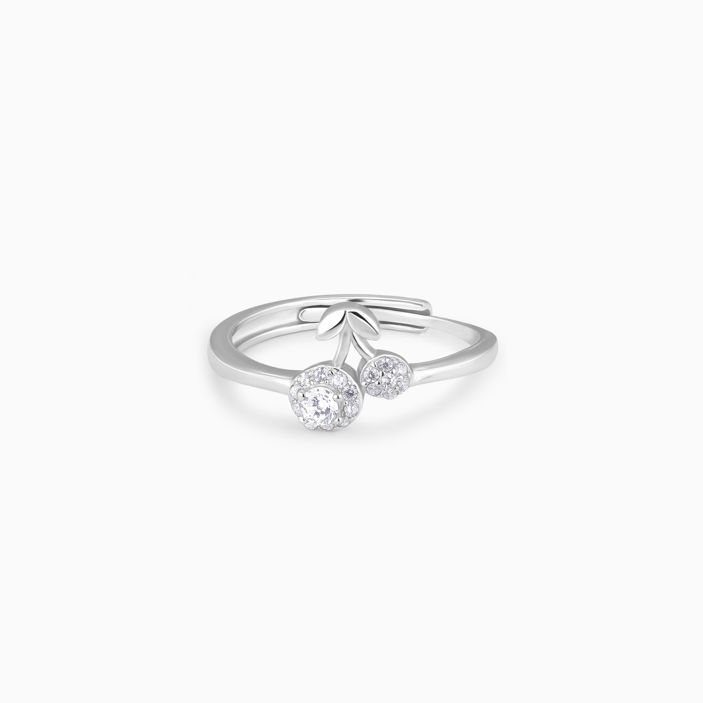 Cherry Duo Zircon Silver Ring