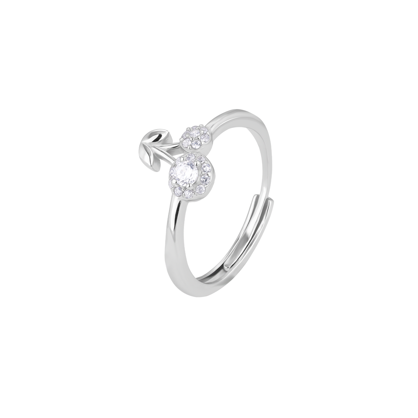 Cherry Duo Zircon Silver Ring