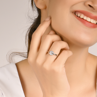 Gleaming Halo Zircon Silver Ring