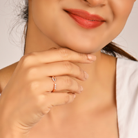 Triple Zircon Leafage Rose Gold Ring