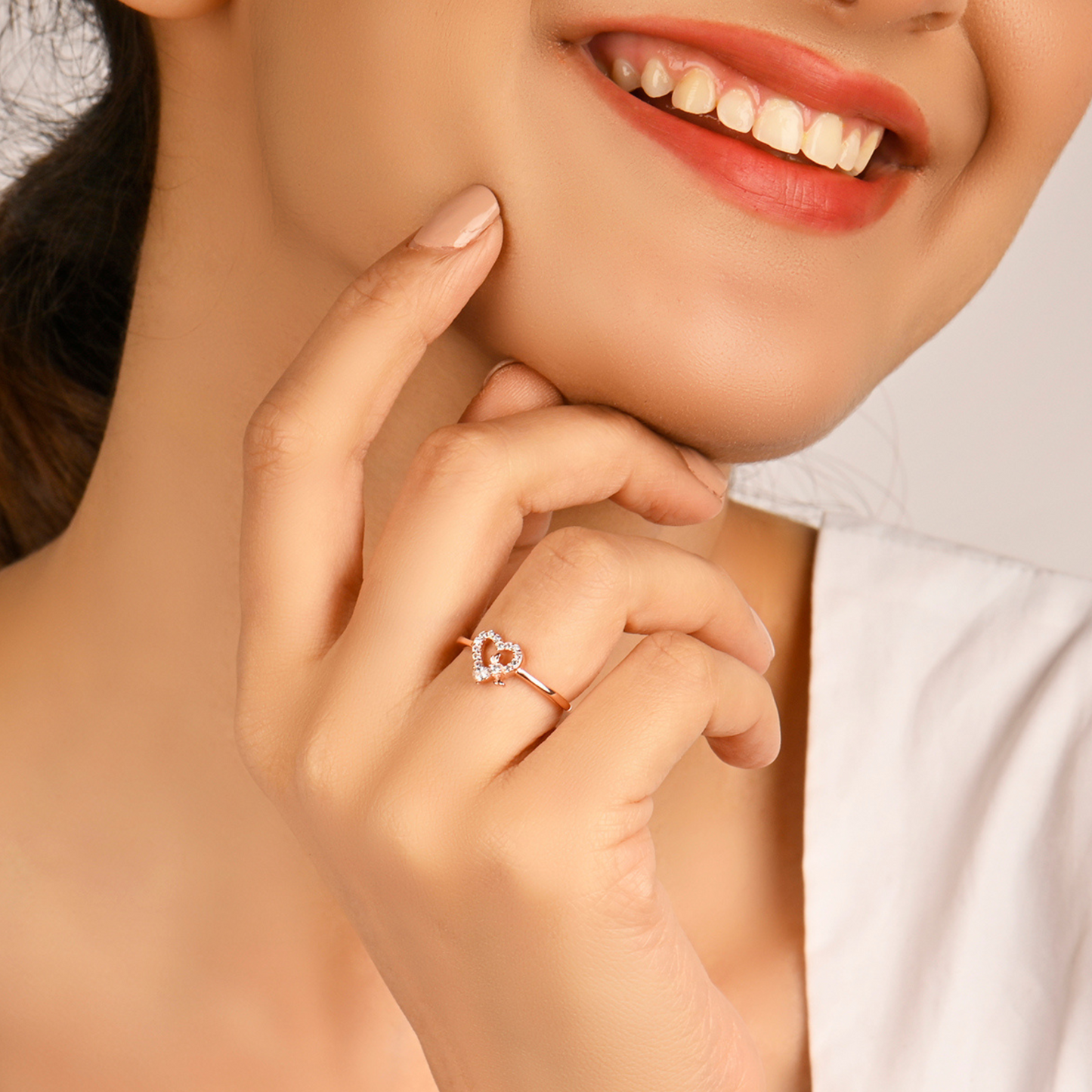 Bow Heart Rose Gold Ring