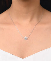 Silver Snowflake Floral Pendant with Link Chain