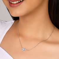 Silver Snowflake Floral Pendant with Link Chain