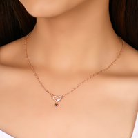 Linked Hearts Rose Gold Pendant with Link Chain