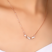 Rose Gold Cascade Heart Pendant with Link Chain