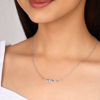 Silver Arc Zircon Pendant with Link Chain