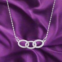 Silver Zircon Circle Pendant with Link Chain