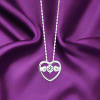 Silver Solitaire Love Heart Pendant with Link Chain