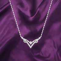 Signature V-Shaped Silver Pendant with Link Chain