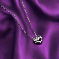 Silver Solitaire Love Heart Pendant with Link Chain