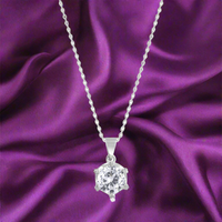 Silver Bold Solitaire Pendant with Link Chain